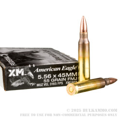 500 Rounds of 5.56x45 Ammo by Federal American Eagle - 55gr FMJBT XM193