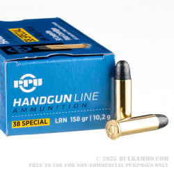 500  Rounds of .38 Spl Ammo by Prvi Partizan - 158gr LRN