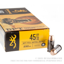 50 Rounds of .45 ACP Ammo by Browning BPT - 230gr FMJ