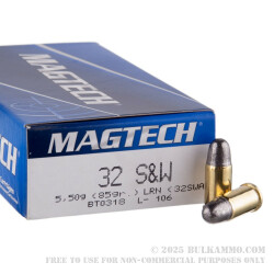 1000 Rounds of .32S&W  Ammo by Magtech - 85gr LRN