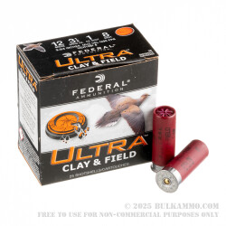 250 Rounds of 12ga Ammo by Federal Ultra Clay & Field - 2-3/4" 1 ounce #8 shot