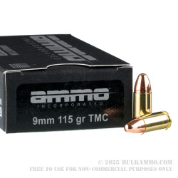 1000 Rounds of 9mm Ammo by Ammo Inc. - 115gr TMJ