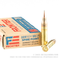 500 Rounds of .223 Ammo by Hornady Frontier - 55gr SP