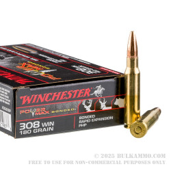 200 Rounds of .308 Win Ammo by Winchester Power Max Bonded - 180gr PHP