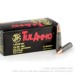 40 Rounds of 7.62x39mm Ammo by Tula - 124gr FMJ