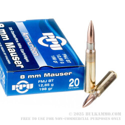 20 Rounds of 8x57 mm JS Mauser Ammo by Prvi Partizan - 198gr FMJBT