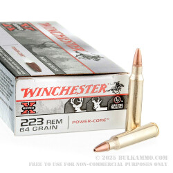 20 Rounds of .223 Ammo by Winchester - 64gr HP