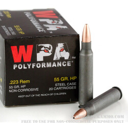 20 Rounds of .223 Ammo by Wolf - 55gr HP