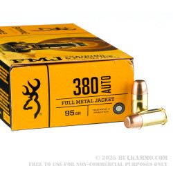 50 Rounds of .380 ACP Ammo by Browning - 95gr FMJ