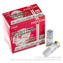 250 Rounds of 12ga Ammo by Fiocchi Shooting Dynamics - 1-1/8 ounce #8 shot