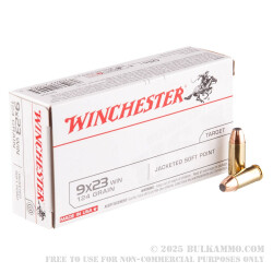 50 Rounds of 9x23mm Winchester Ammo by Winchester USA - 124gr JSP