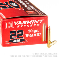 200 Rounds of .22 WMR by Hornady - 30gr V-Max