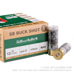 250 Rounds of 12ga Ammo by Sellier & Bellot - 1 1/4 ounce #4 Buck