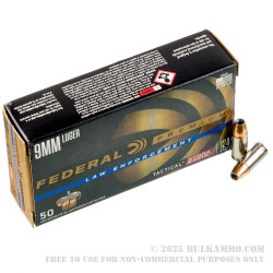 50 Rounds of 9mm Ammo by Federal LE Hydra Shok - 124gr JHP