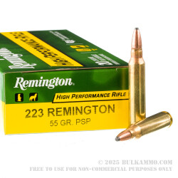 20 Rounds of .223 Ammo by Remington - 55gr PSP