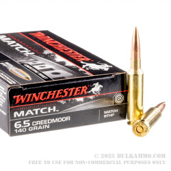 20 Rounds of 6.5 mm Creedmoor Ammo by Winchester Match - 140gr HPBT