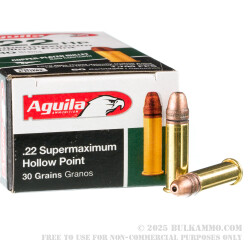 50 Rounds of .22 LR Ammo by Aguila - Hyper Velocity - 30gr CPHP