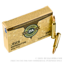 20 Rounds of .223 Ammo by Patriot Sports - 55gr FMJ