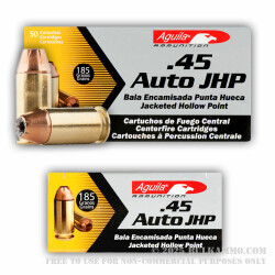 50 Rounds of .45 ACP Ammo by Aguila - 185gr JHP