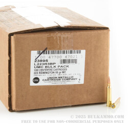 1000 Rounds of .223 Ammo by Remington - 55gr MC Bulk Pack