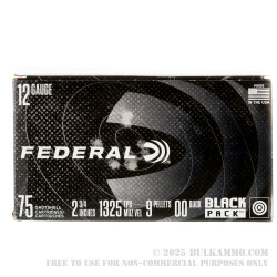 75 Rounds of 12ga Ammo by Federal Black Pack - 9 pellet 00 buckshot