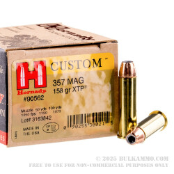 25 Rounds of .357 Mag Ammo by Hornady - 158gr JHP XTP