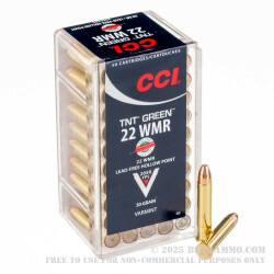 50 Rounds of .22 WMR Ammo by CCI TNT Green - 30gr HP