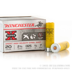 25 Rounds of 20ga Ammo by Winchester Super-X - 2-3/4" 3/4 ounce #7 Shot (Steel)