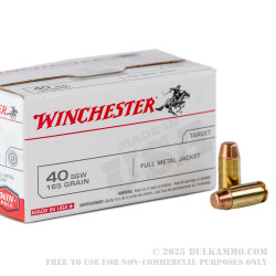 100 Rounds of .40 S&W Ammo by Winchester - 165gr FMJ