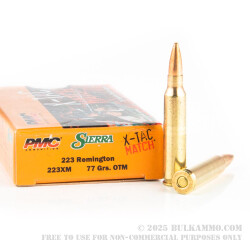 200 Rounds of .223 Ammo by PMC X-TAC Match - 77gr OTM