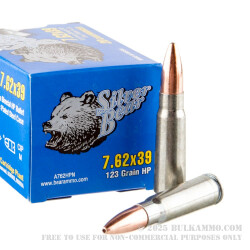 500 Rounds of 7.62x39mm Ammo by Silver Bear - 123gr HP