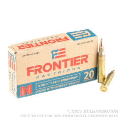 20 Rounds of 5.56x45 Ammo by Hornady Frontier - 62gr SP