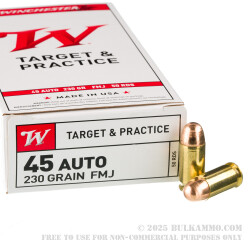 500 Rounds of .45 ACP Ammo by Winchester - 230gr FMJ