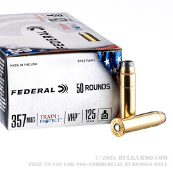 50 Rounds of .357 Mag Ammo by Federal Train + Protect - 125gr JHP