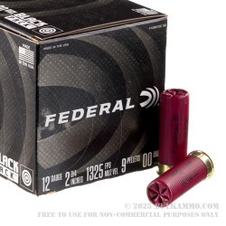 100 Rounds of 12ga Ammo by Federal Black Pack - 00 Buck