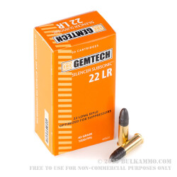 500 Rounds of .22 LR Ammo by Gemtech Subsonic - 42 gr LRN