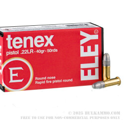 50 Rounds of .22 LR Ammo by Eley Tenex Pistol - 40gr LRN