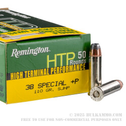 50 Rounds of .38 Spl +P Ammo by Remington HTP - 110gr SJHP