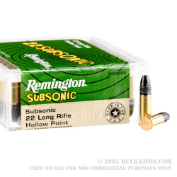 100 Rounds of .22 LR Ammo by Remington Subsonic - 38gr LHP