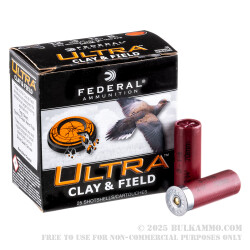 25 Rounds of 12ga Ammo by Federal Ultra Clay & Field - 1 1/8 ounce #8 shot