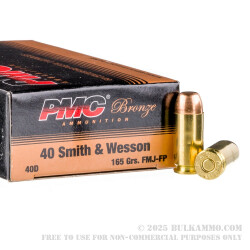 50 Rounds of .40 S&W Ammo by PMC - 165gr FMJFN