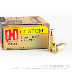 250 Rounds of 9mm Ammo by Hornady - 115gr JHP