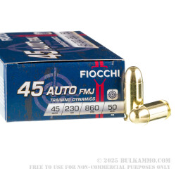 500 Rounds of .45 ACP Ammo by Fiocchi - 230gr FMJ