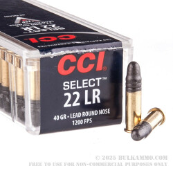 100 Rounds of .22 LR Ammo by CCI - 40gr LRN