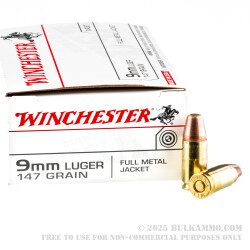 50 Rounds of 9mm Ammo by Winchester - 147gr FMJFN