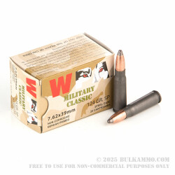 20 Rounds of 7.62x39mm Ammo by Wolf - 124gr SP