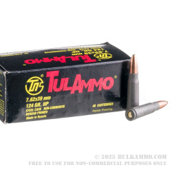 1000 Rounds of 7.62x39mm Ammo by Tula - 124gr HP