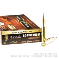 200 Rounds of 6.5 mm Creedmoor Ammo by Federal Gold Medal - 140gr HPBT