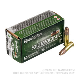 50 Rounds of .22 LR Ammo by Remington Subsonic - 40gr CPHP