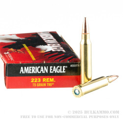 20 Rounds of .223 Rem Ammo by Federal American Eagle - 75gr TMJ